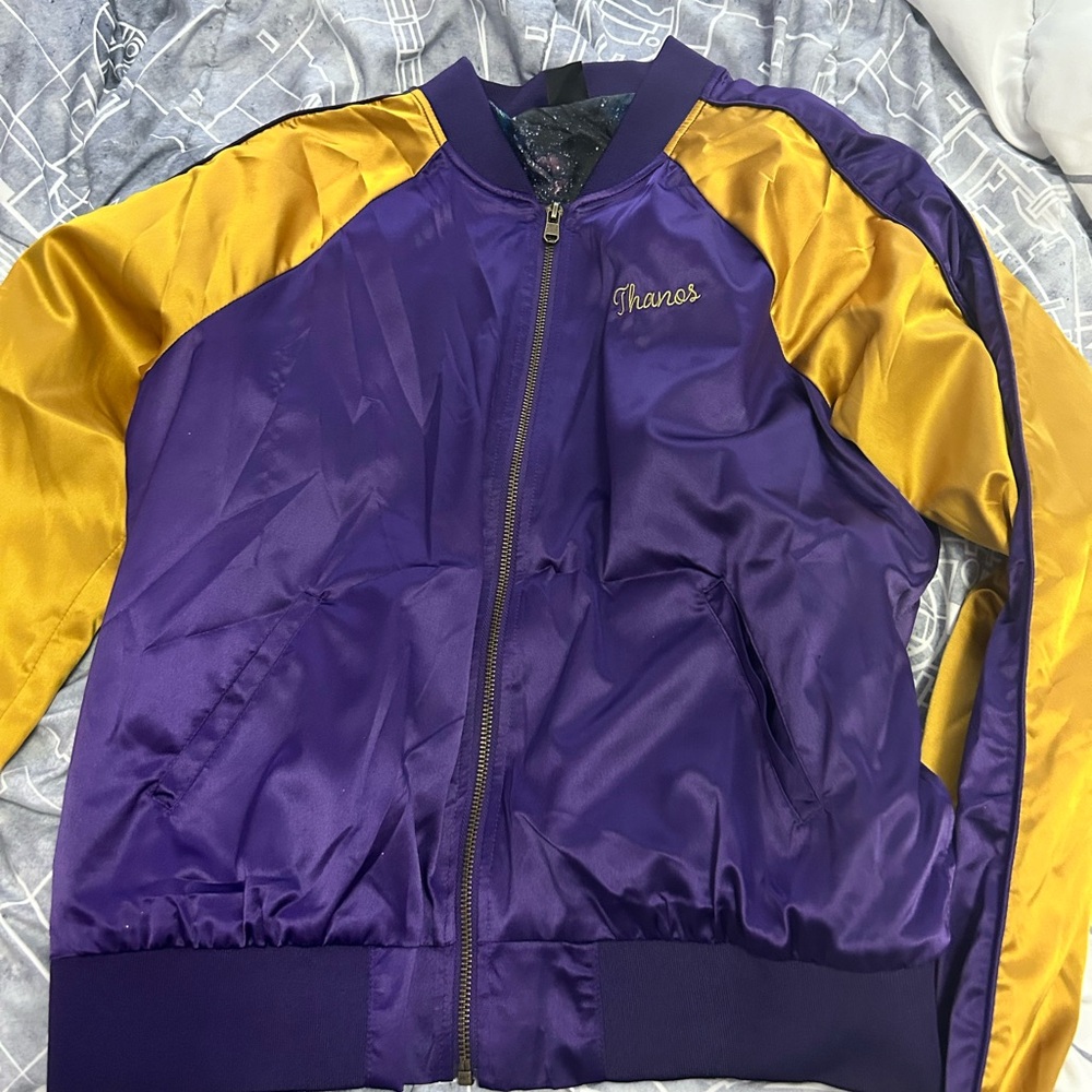 Hot Topic Purple and Gold Bomber Jacket - Thanos